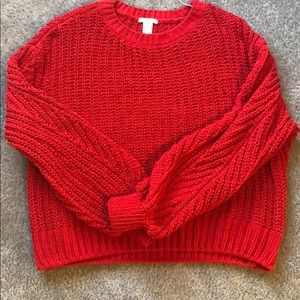 H&M open knit chunky balloon sleeve sweater. M.